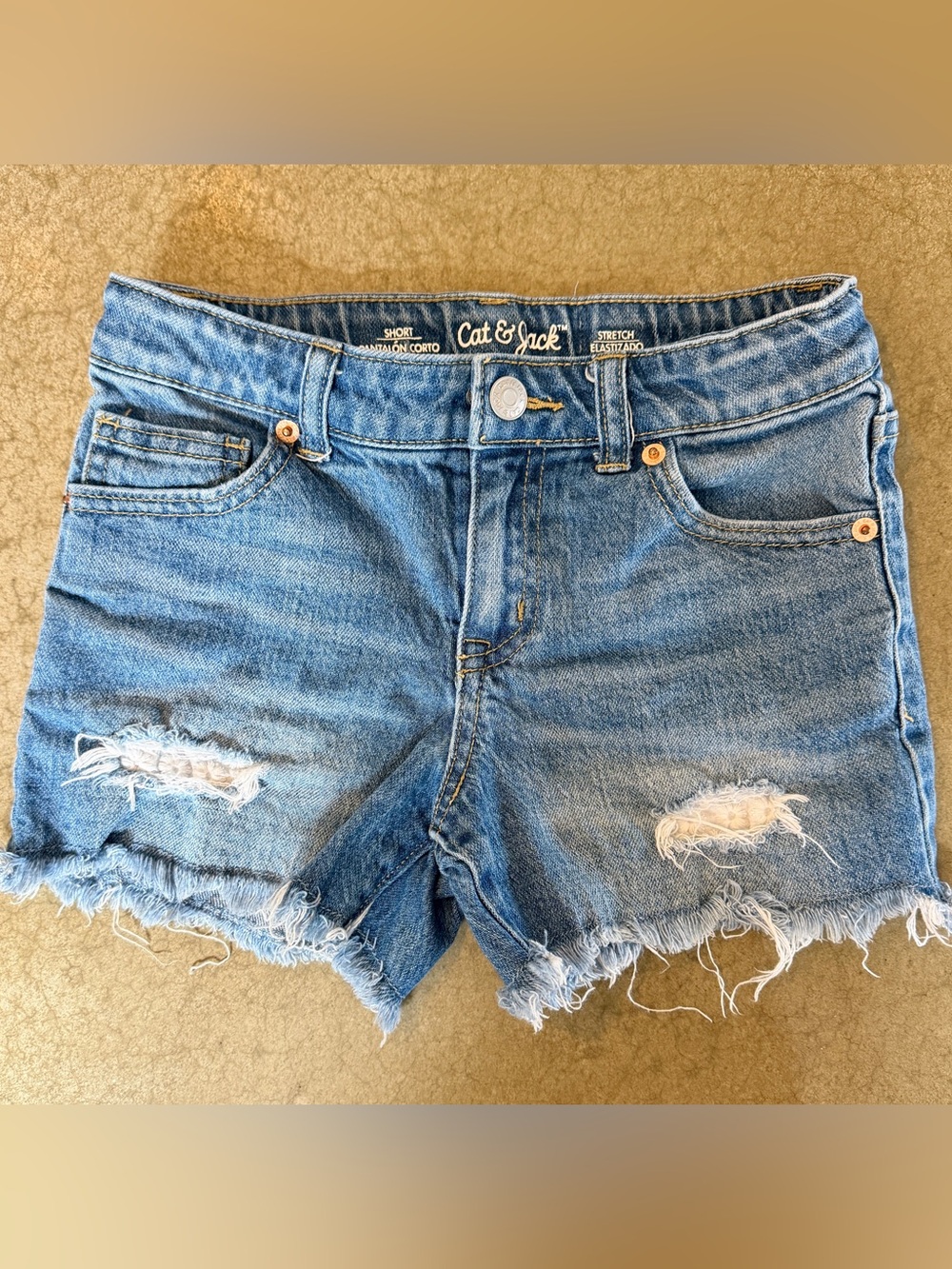 Cat & Jack Light Blue Frayed Denim Jean Shorts